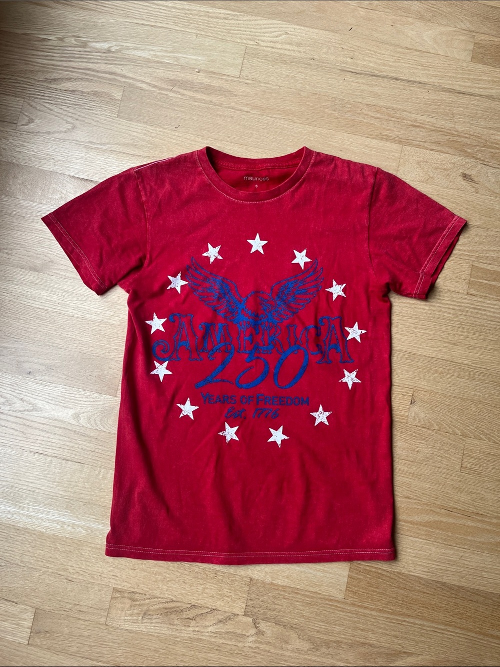 Maurice’s 250th women’s Red Graphic Freedom T‑Shirt with Stars